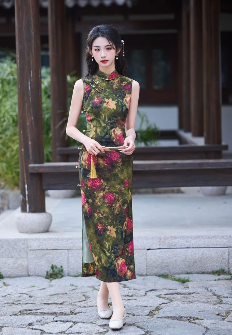 无袖旗袍年轻款2025年新款春季老上海礼仪礼服新中式改良长款高档