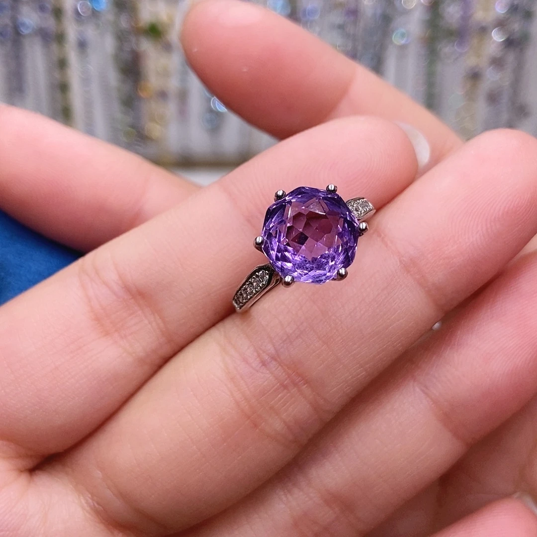 银S925镶嵌戒指紫晶