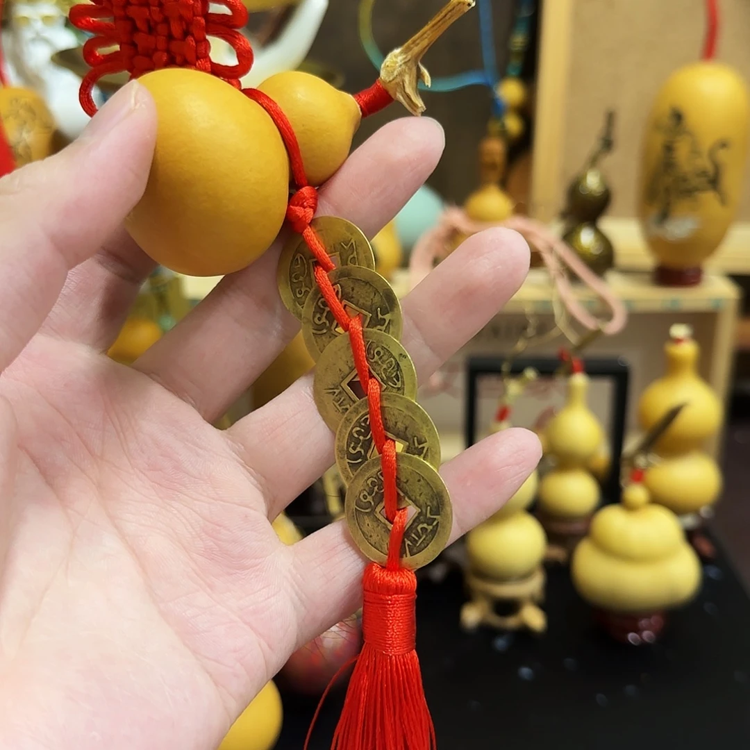 木质类五帝钱葫芦挂件