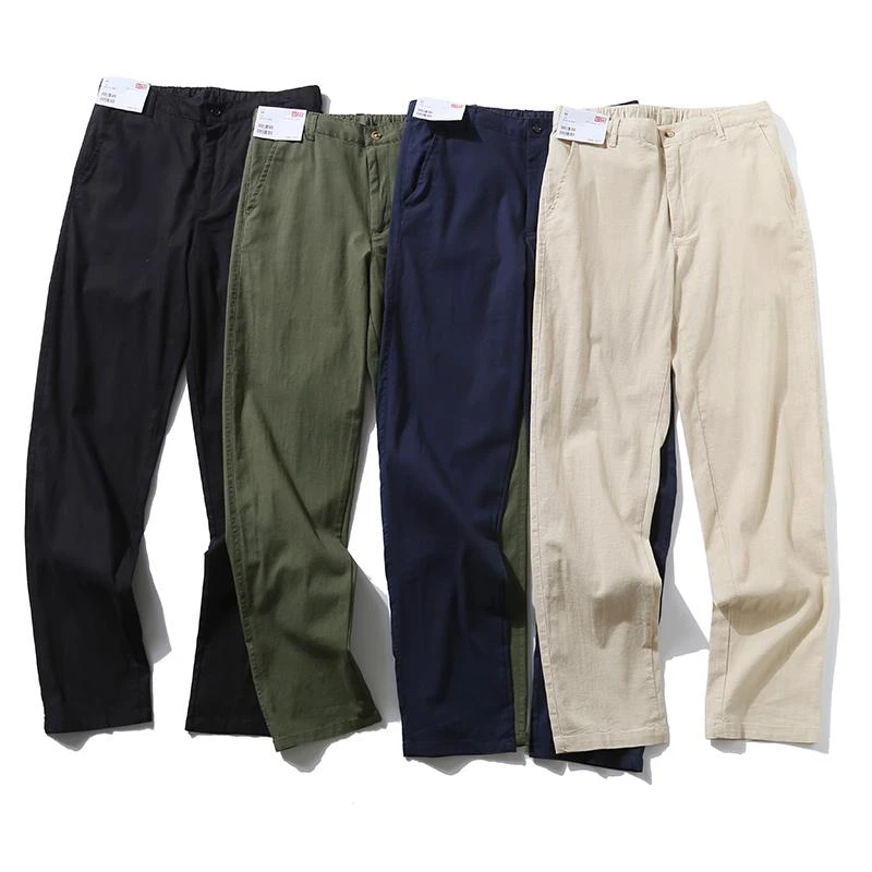 棉麻夏季薄款 微弹 男女同款棉麻亚麻九分裤 小直筒休闲裤