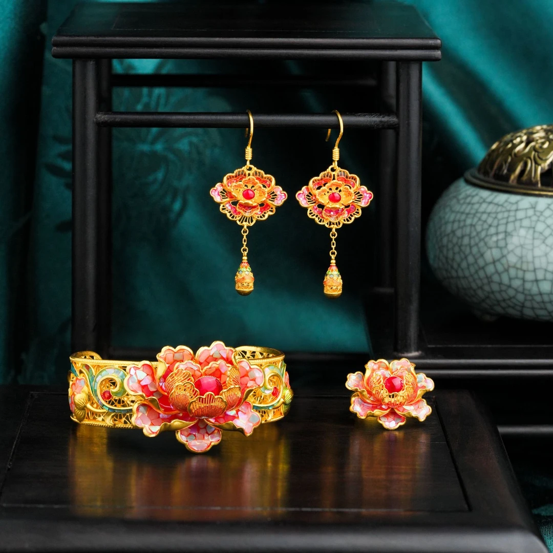 ZOCAI/佐卡伊【传世之美】古法黄金国风点螺珐琅彩国色昭华牡丹系列