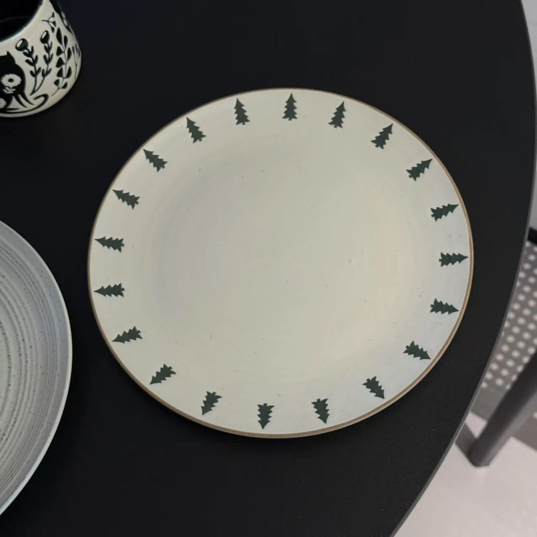 p342 麻点ins风浮雕大盘10.2英寸西餐盘哑光鱼盘 微瑕 凑满20发货