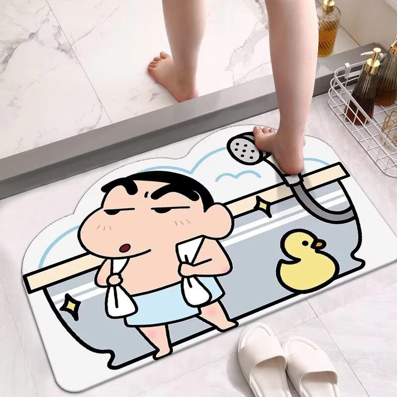 蜡笔小新卡通浴室地垫硅藻泥吸水厕所卫生间门垫子可爱防滑软脚垫