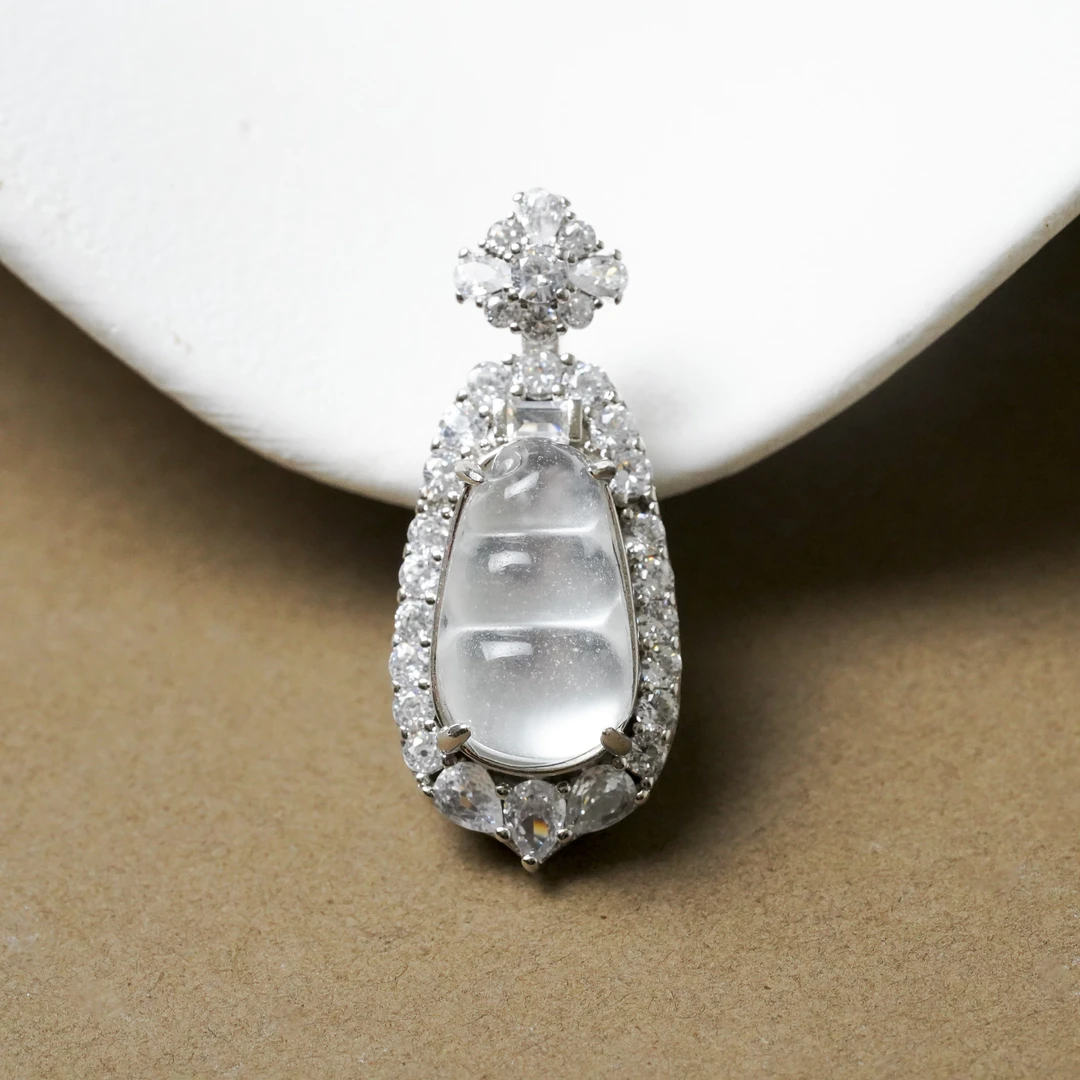 【元气珠宝】水沫子豆子吊坠气质镶嵌吊坠