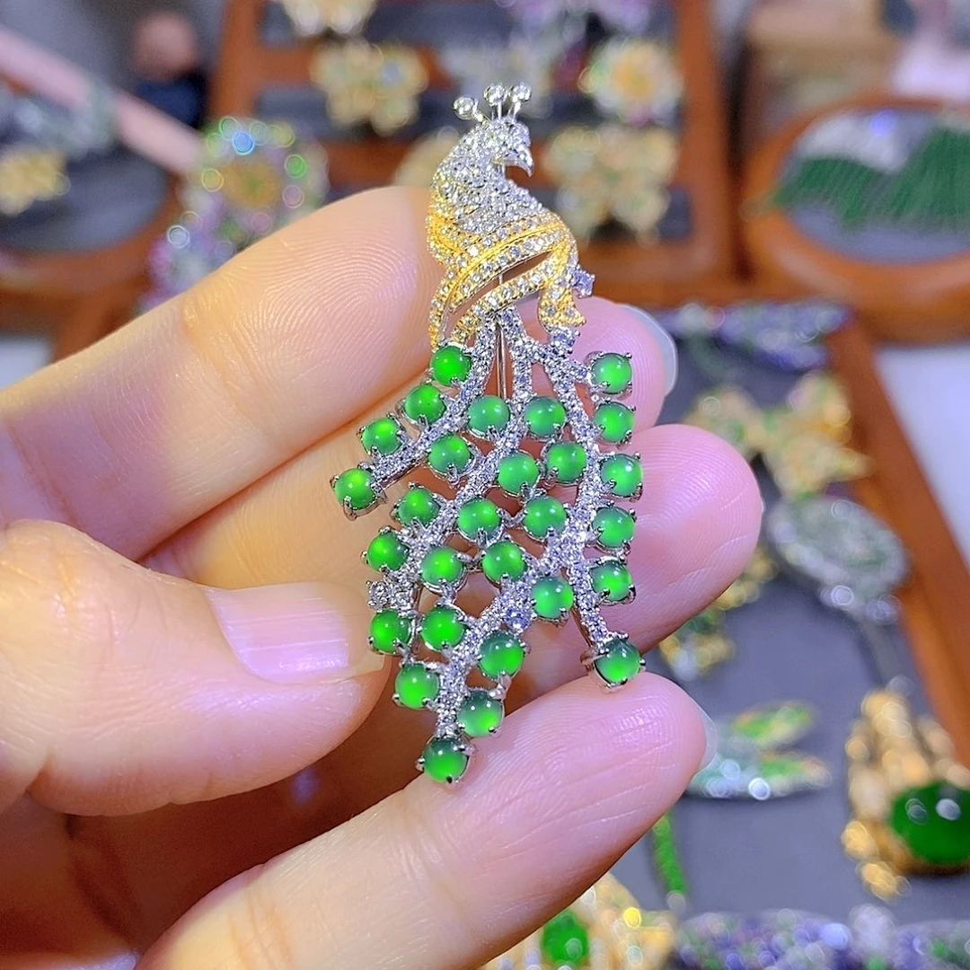 颈饰银S925镶嵌翡翠