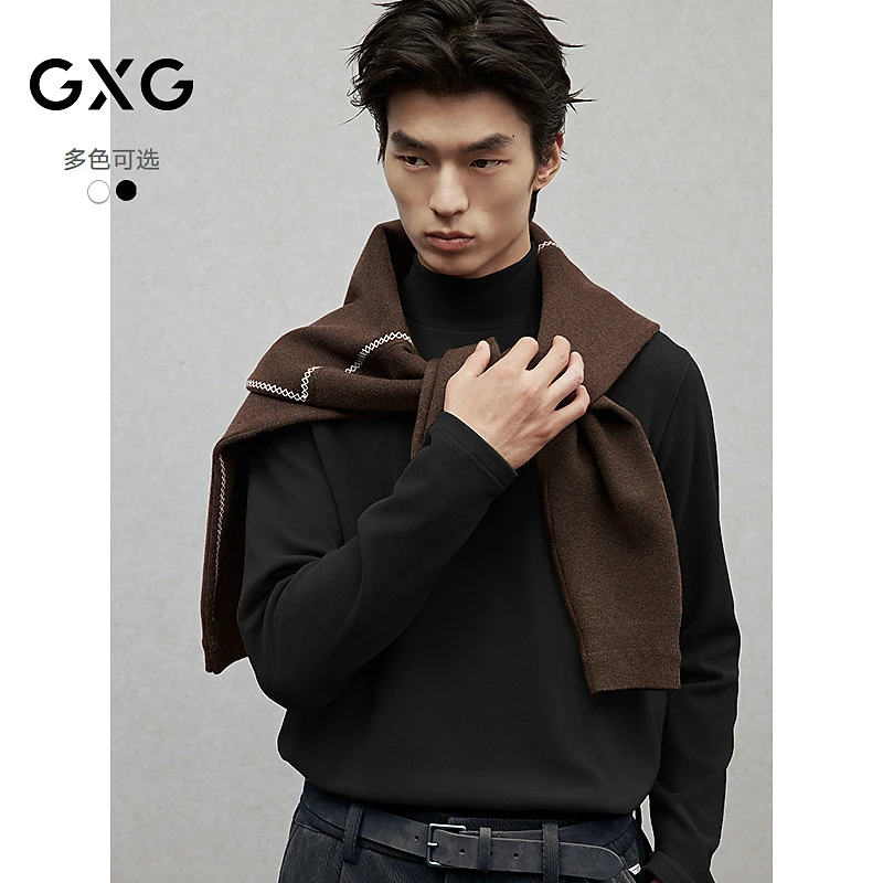 GXG男装 基础打底保暖通勤半高领长袖T恤24年冬季#G24D344025