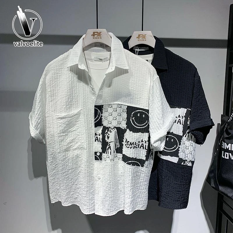 VALVOELITE特大码300斤港风衬衫男短袖夏季polo衬衣加肥加大上衣