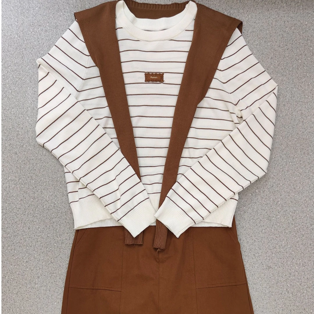 KYL可依莱-披肩条纹长袖上衣半身裙套装4Q5K1316