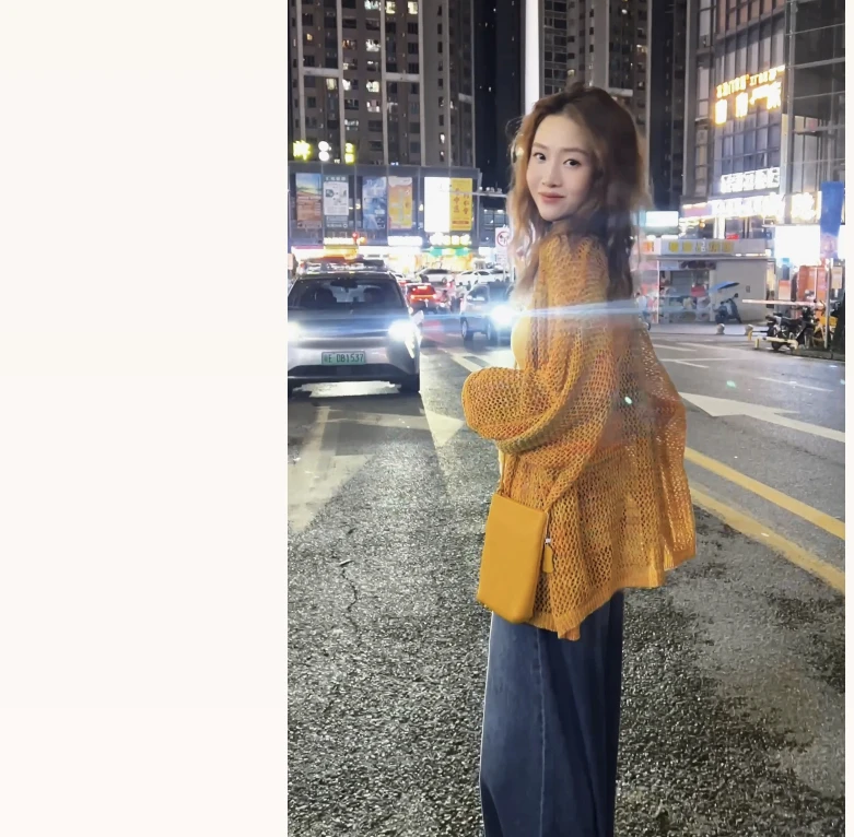 三十梦 『落日晚霞』早秋宽松型提花毛衣镂空毛针织衫秋季长袖