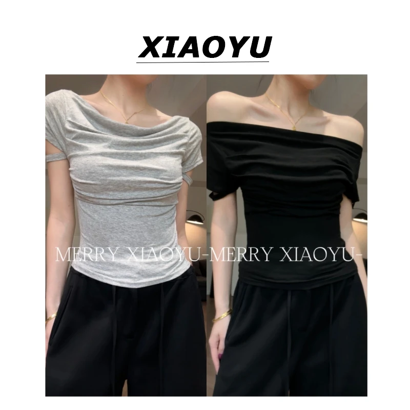 小鱼【先锋美学】独特设计一衣三穿辣妹必备性感显瘦收腰T恤