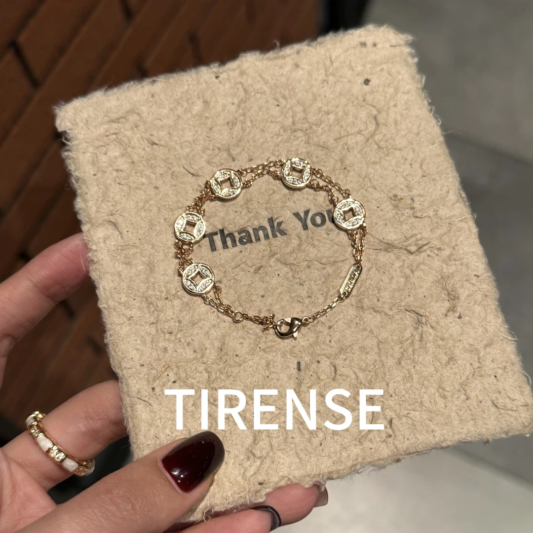 TIRENSE/狄伦斯 铜合金手链 镀K金轻奢气质时尚高定铜钱手链