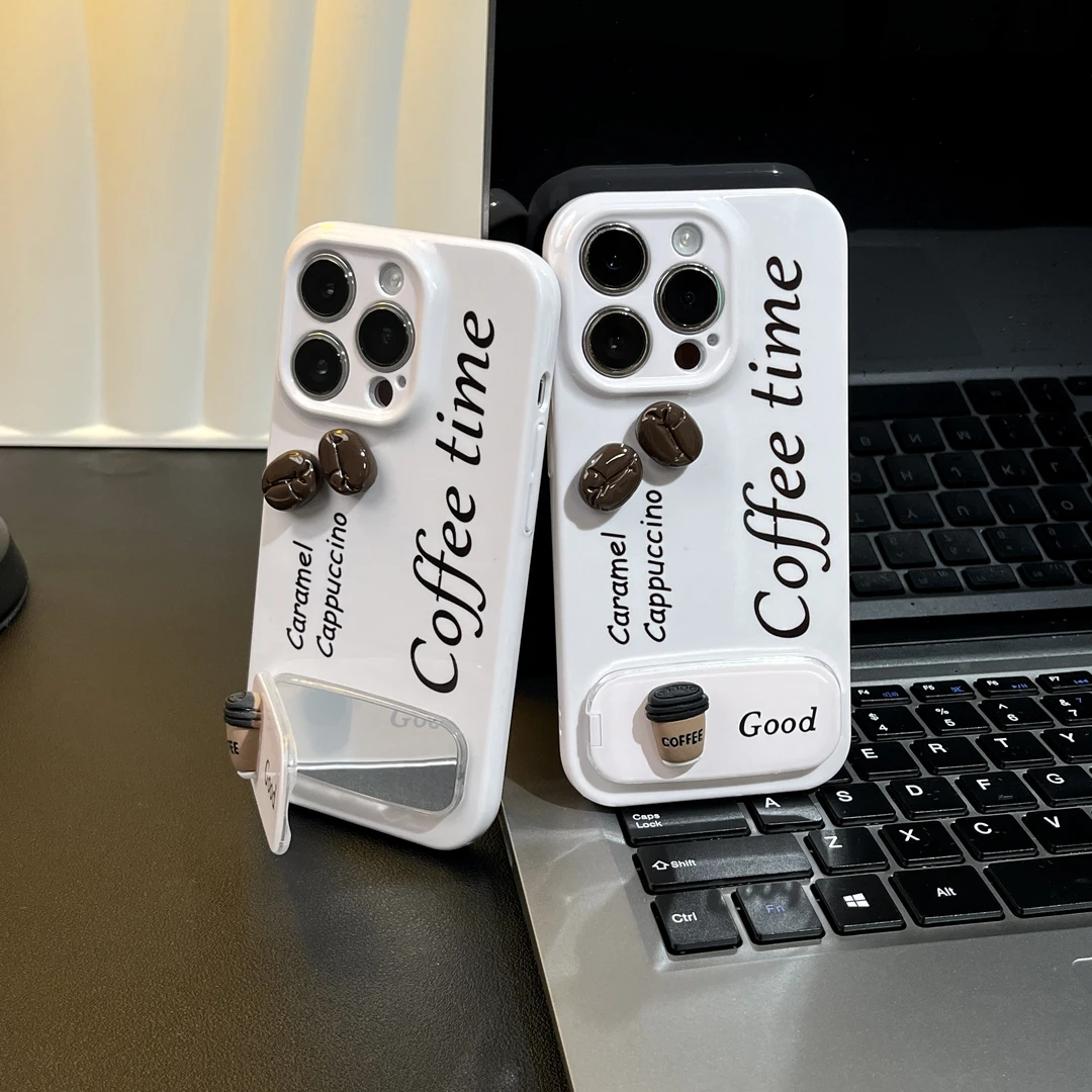 雅天立立体咖啡豆支架适用苹果16/13华为P70vivo小米手机壳oppo套