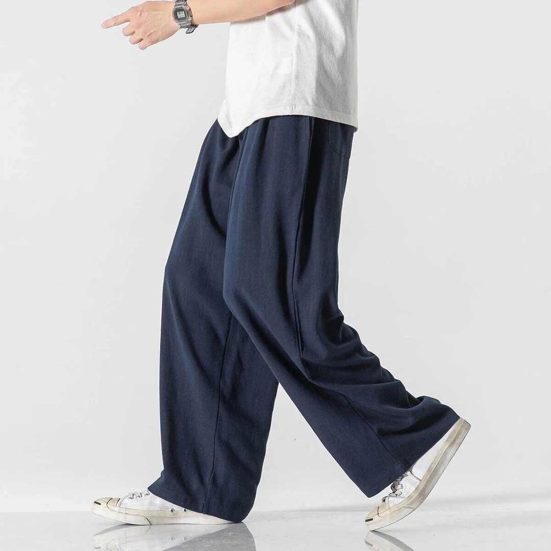 棉麻哈伦灯笼裤男士夏季薄款中国风纯色休闲裤潮流百搭大码哈伦裤