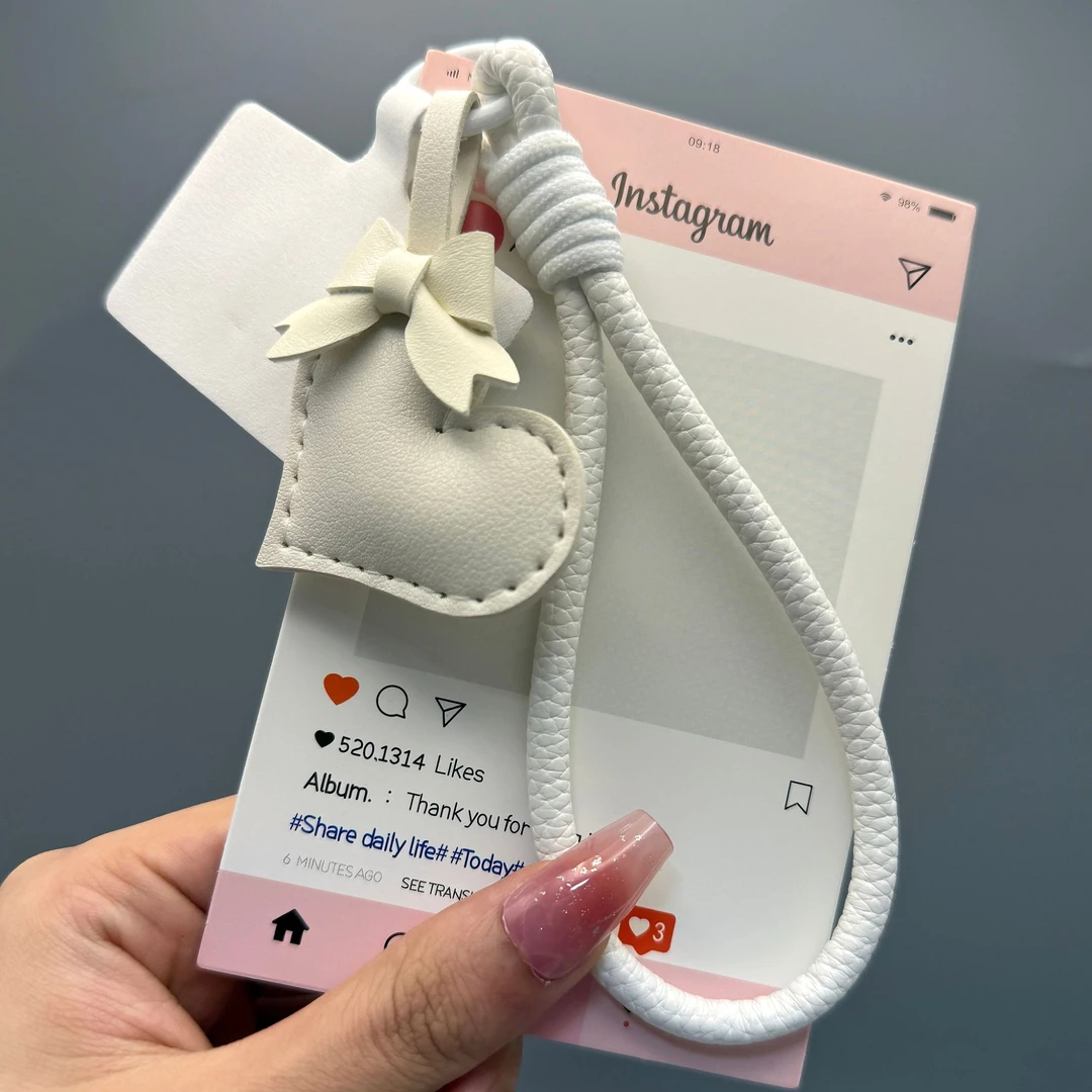 手机挂绳短款腕带编织皮质手绳可挂手机壳包包钥匙扣纯色爱心挂件