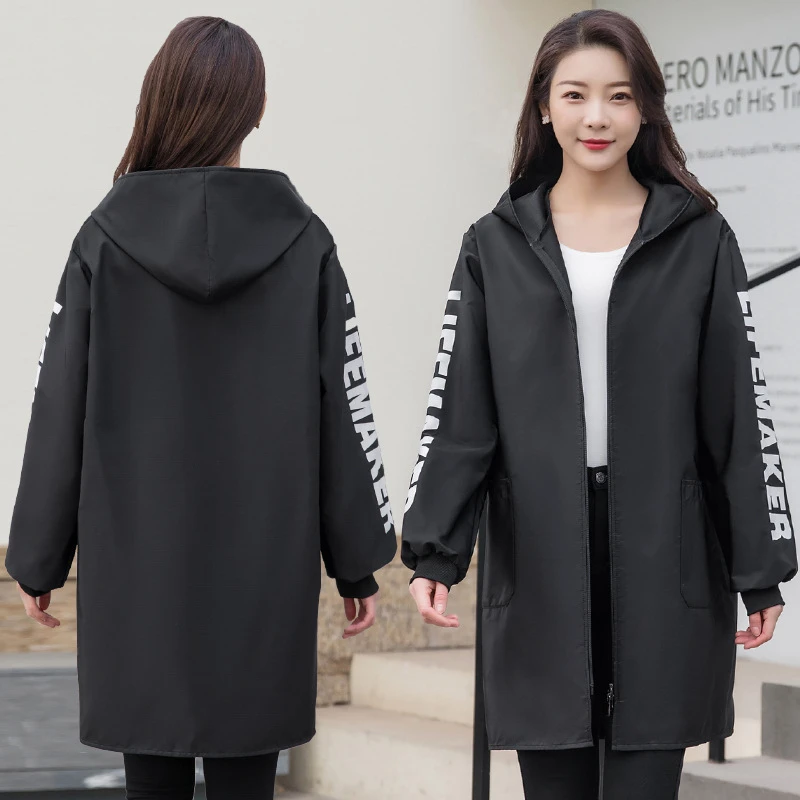 防水正穿防晒罩衣时尚纯色字母防污做家务工作服薄款带帽春秋外套