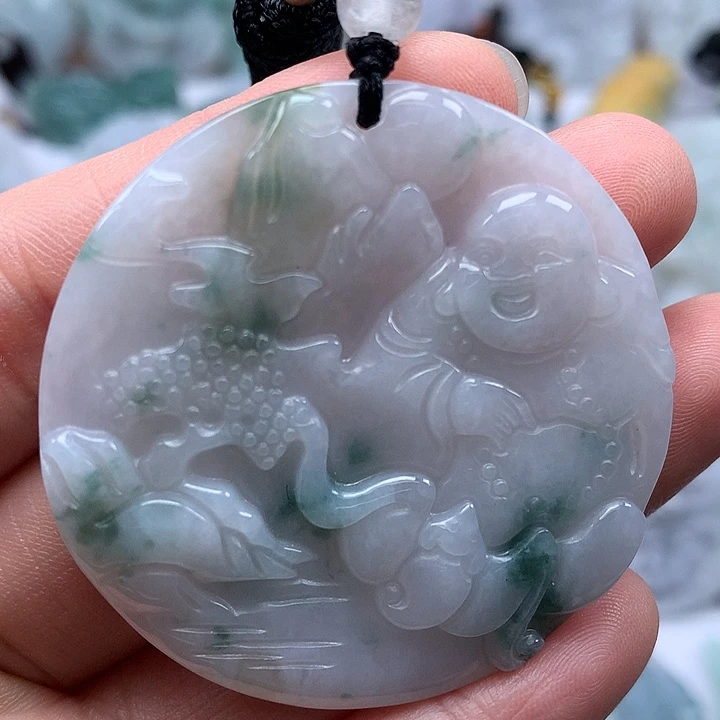 翡翠未镶嵌颈饰山水逍遥佛福利