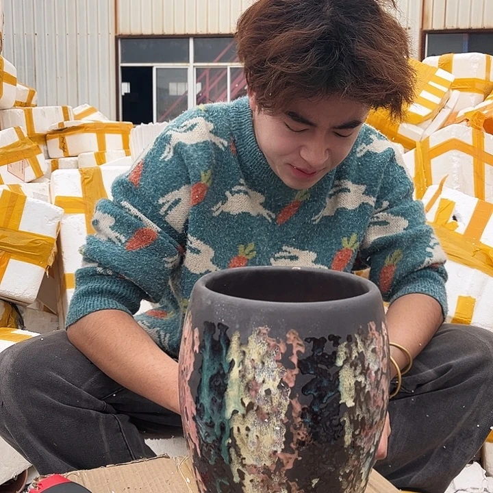紫砂花盆宜兴紫砂粗陶花盆18/28