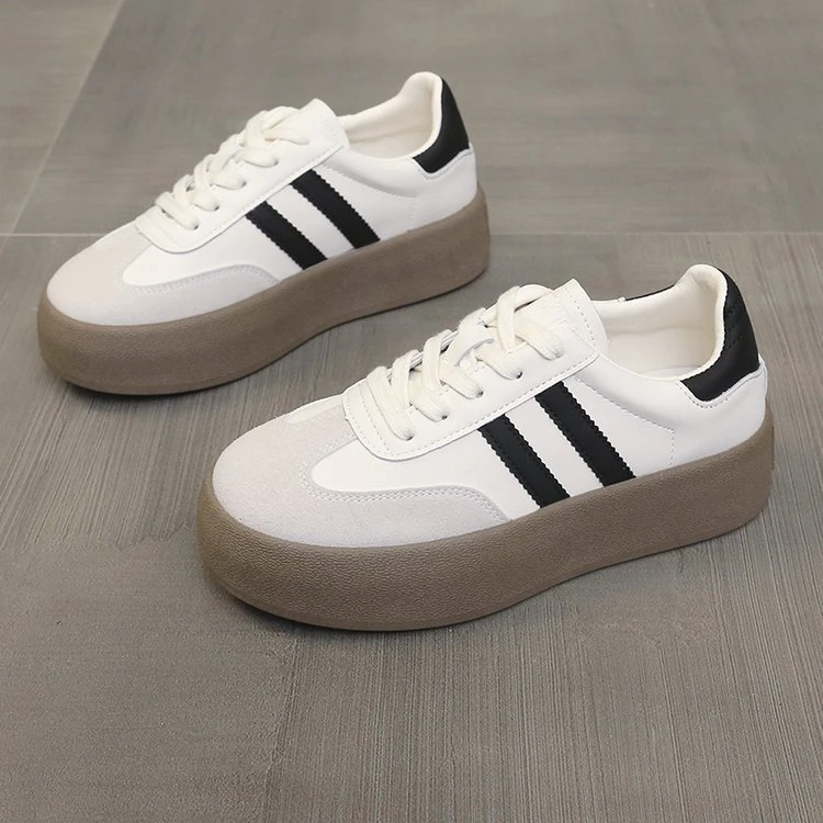 拼色德训鞋女2024秋季新款厚底软底学生休闲鞋百搭单鞋女小白鞋女