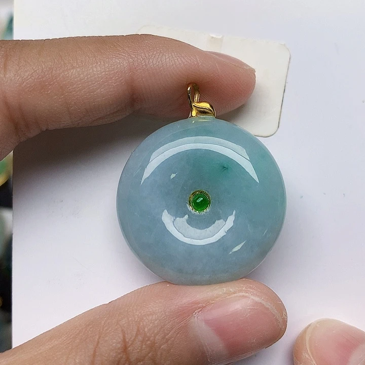 颈饰18K金镶嵌翡翠天然翡翠