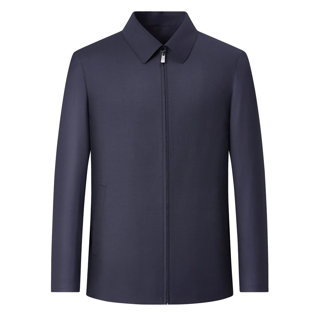 男士高级春秋季休闲夹克长袖商务休闲修身经典翻领短款茄克外套