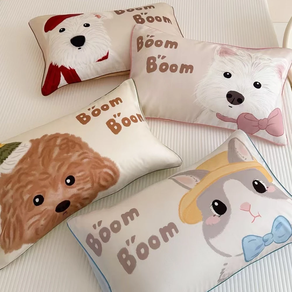 A类60支兰精天丝儿童枕套夏季可爱幼儿园凉感枕头套凉爽吸汗单人