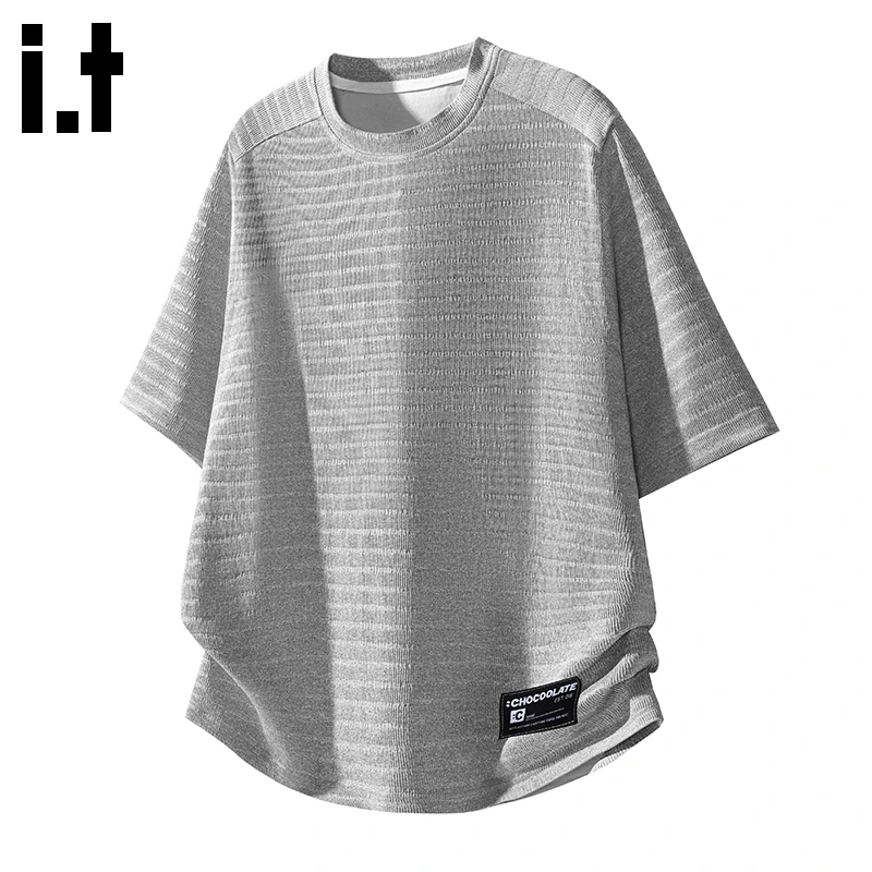 i.t:CHOCOOLATE拼接简约短袖男t恤2025夏季薄款宽松透气圆领上衣