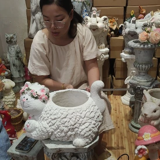 合成树脂氧化镁母子猫花盆