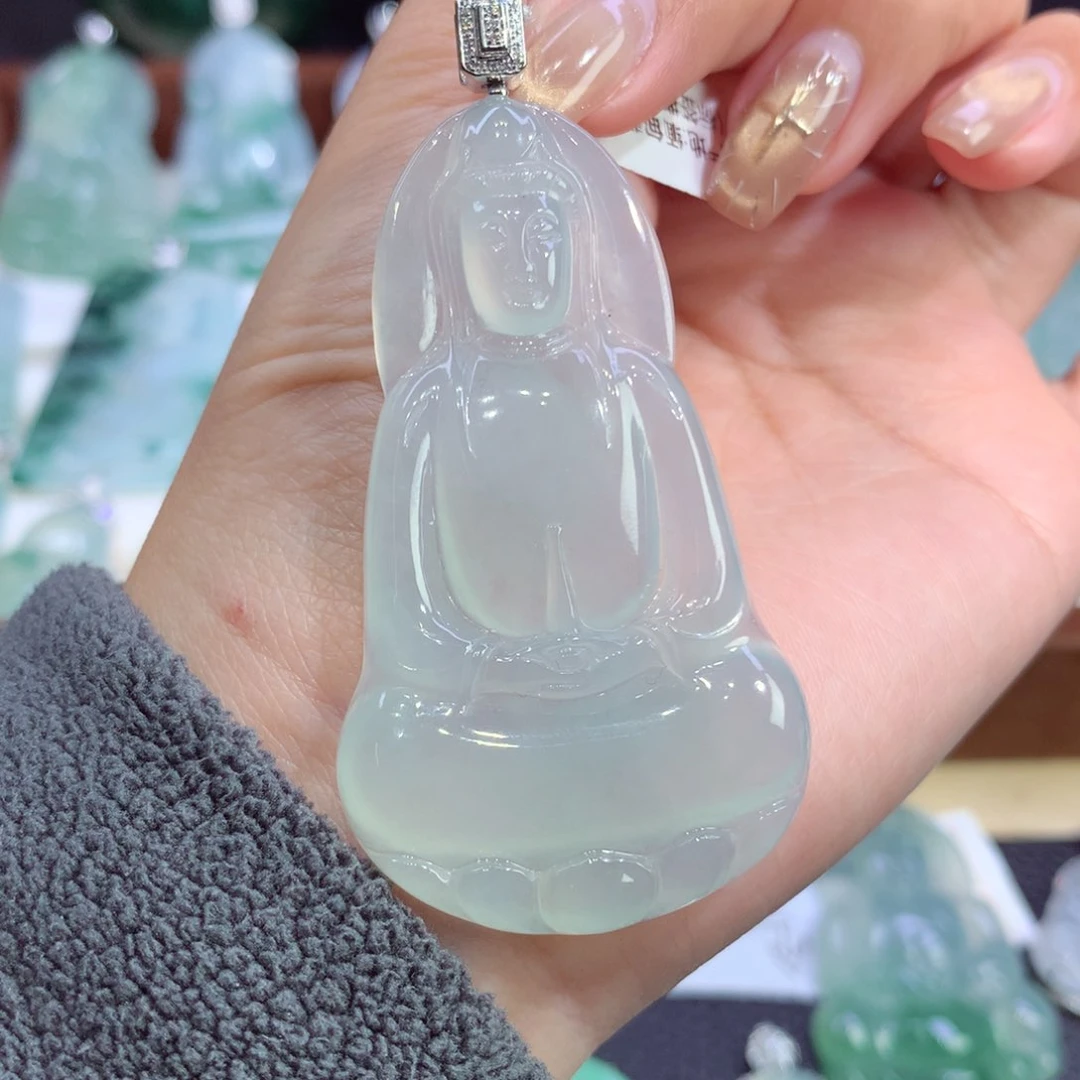 吊坠(不含链)18K金镶嵌翡翠