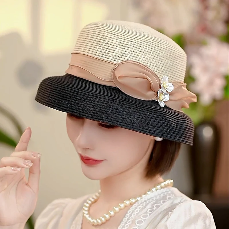 布塔可水洗草帽百搭新中式礼帽修饰脸型帽子女海边出游防晒帽1272