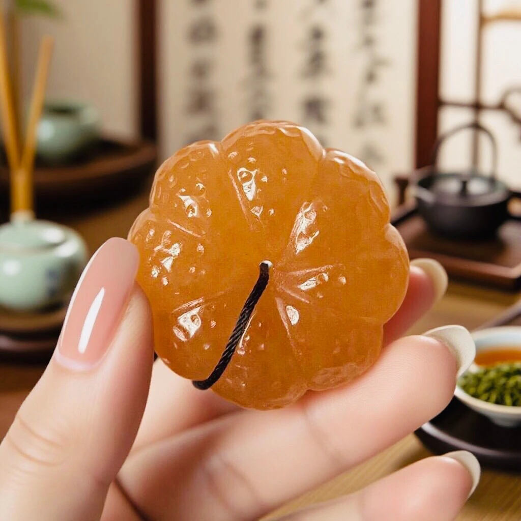 寿山石雕摆件橘子手把件把玩件茶宠摆件桔子挂件收藏的精美工艺品