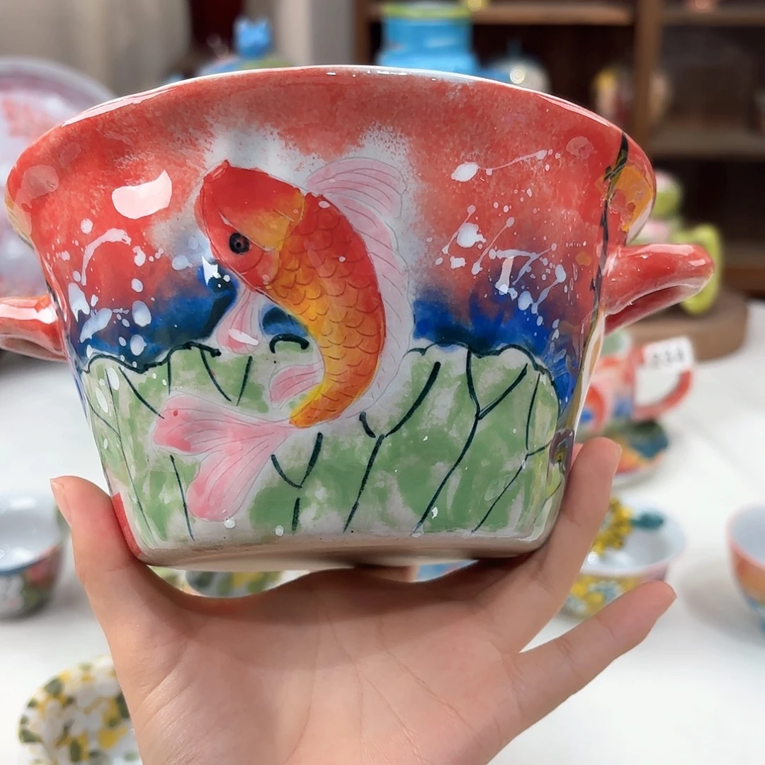 景德镇手绘高温釉下彩陶瓷茶具