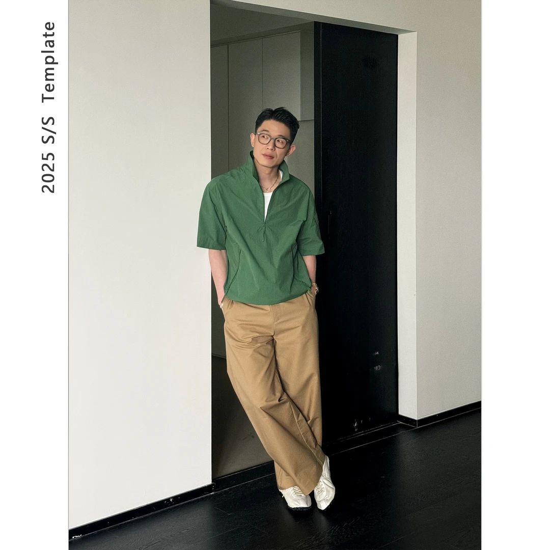 DUPU  半门襟可翻高领物理防晒短袖 透气网眼内衬轻户外感穿搭