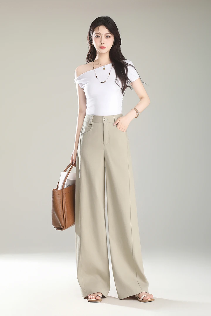 新版显瘦夏季百搭设计感休闲裤西装裤梧桐裤高级直筒长裤裤阔腿裤