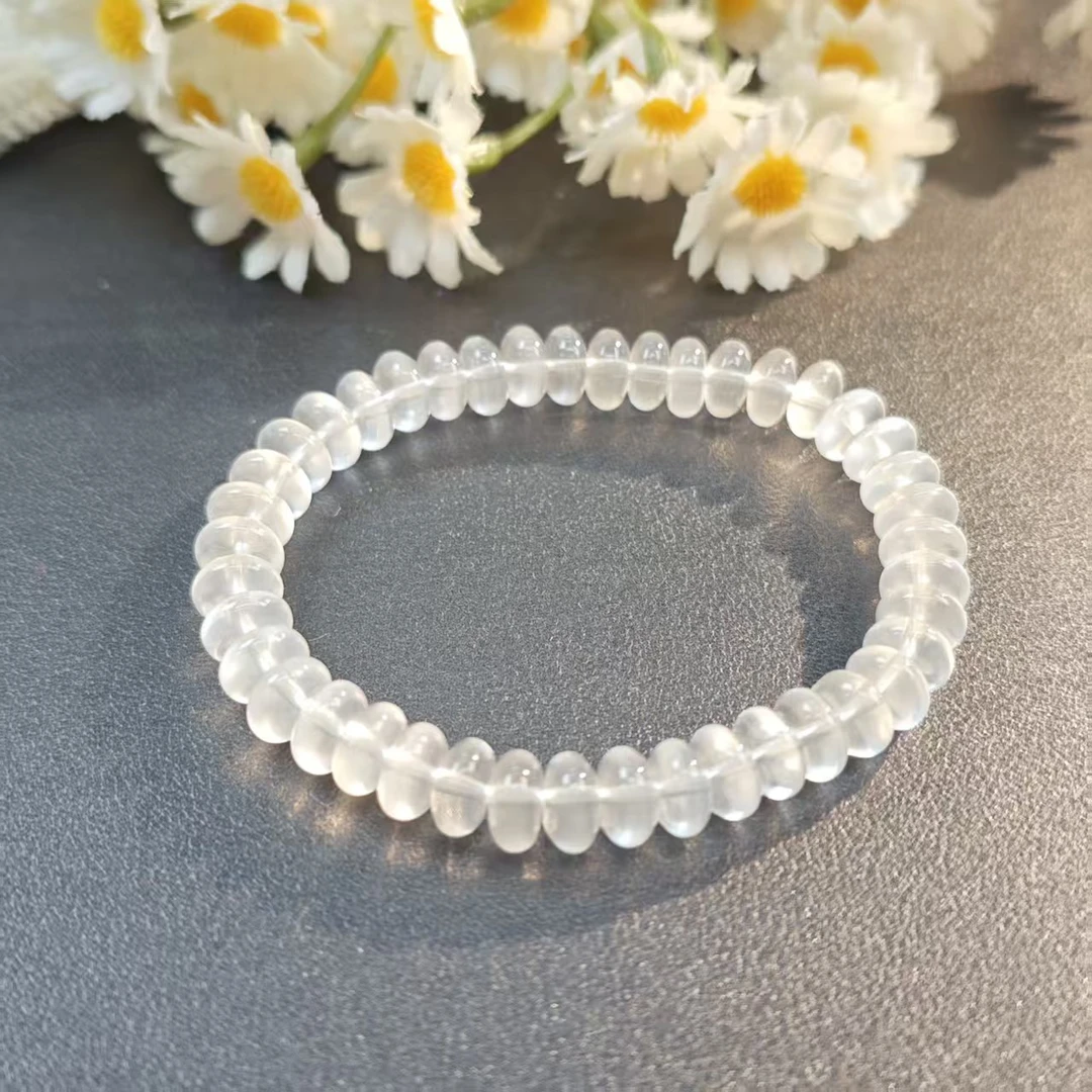 【AX353】银光白水晶算盘珠手链7+（多样发其一）