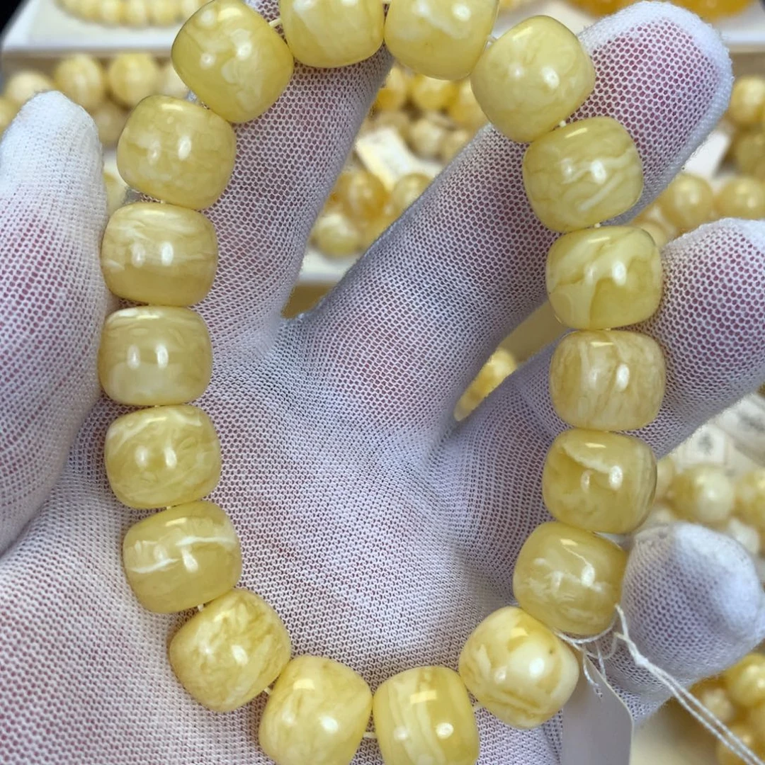 蜜蜡未镶嵌手串13m 27.5克 俄料老型满蜡