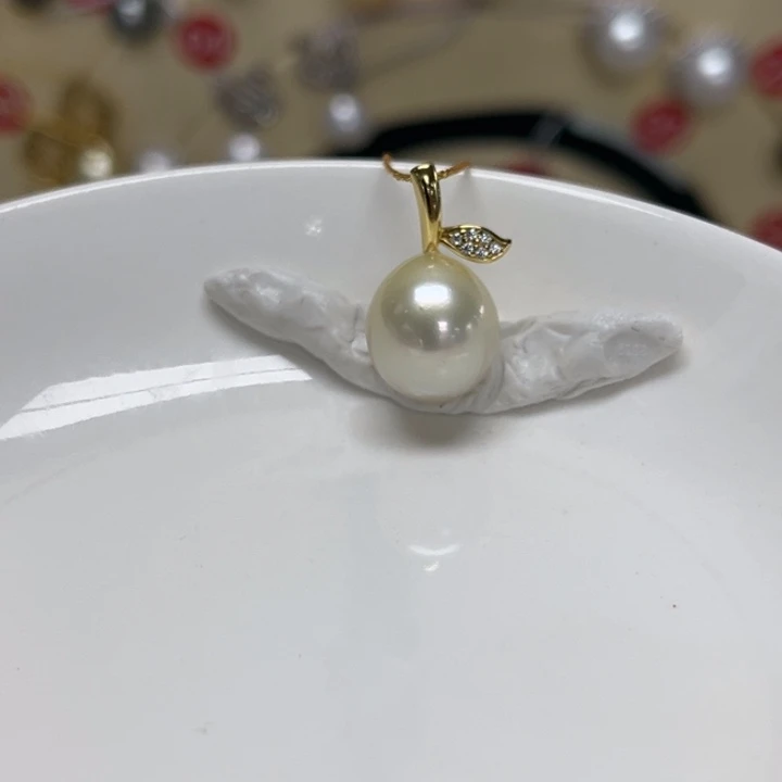 海水珍珠银S925镶嵌颈饰金珠 10-11mm 24号