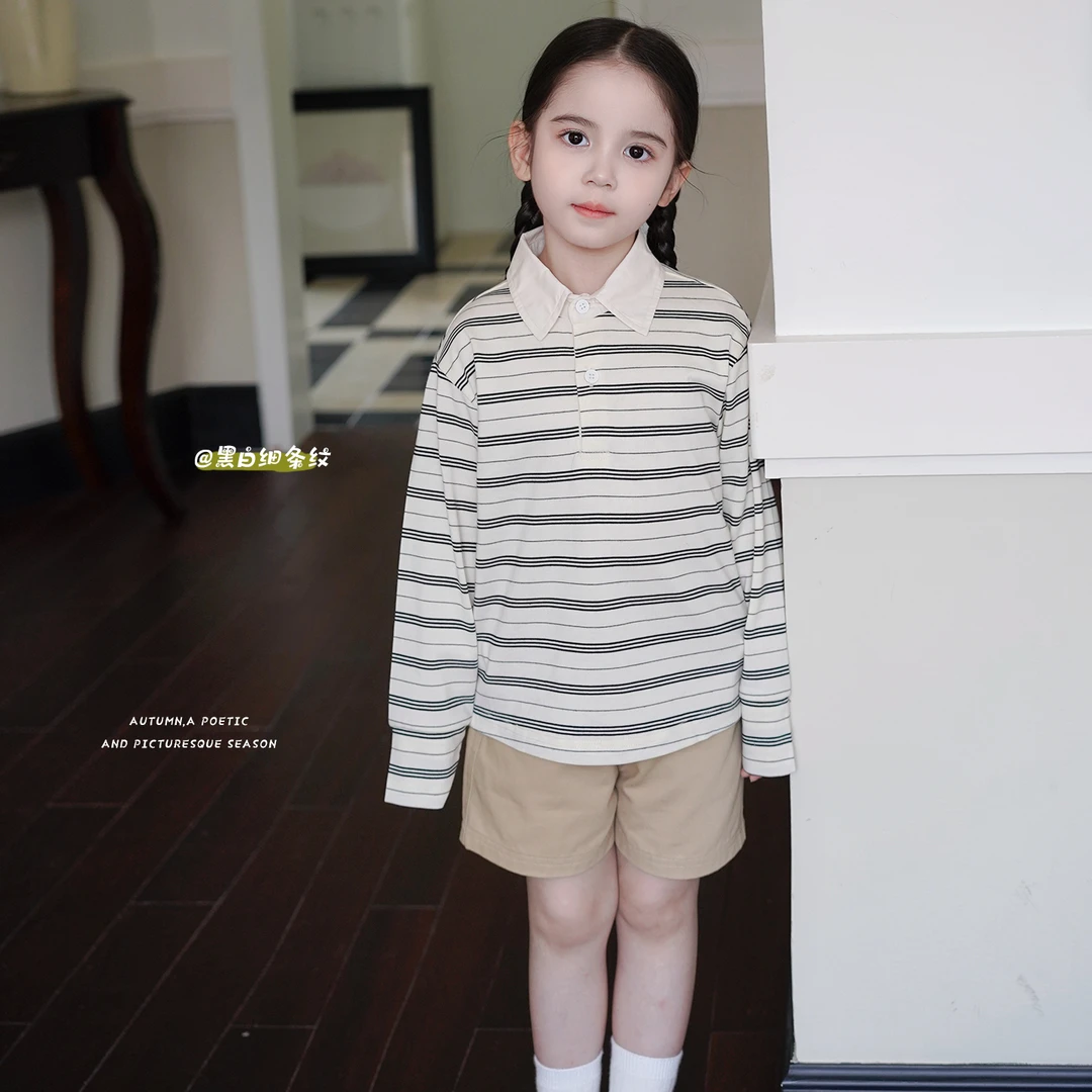 AnnieGirl秋季新款女童韩版学院风条纹套装宝宝休闲套装2025秋款