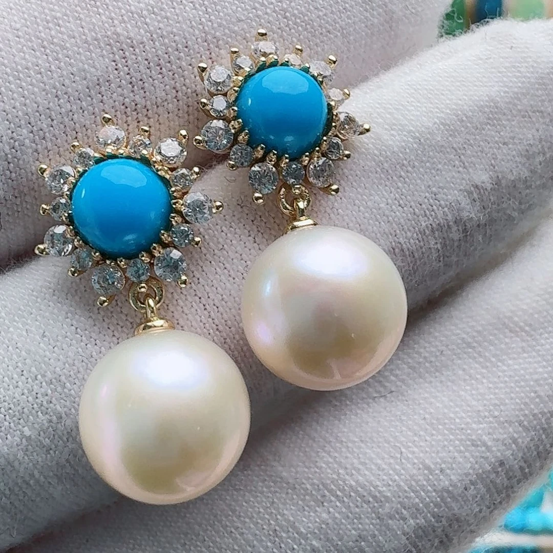 绿松石未镶嵌耳饰