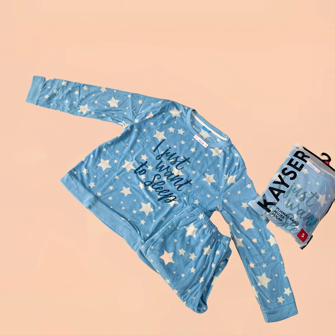 KAYSWR蓝色五角星抓绒成人家居服套装