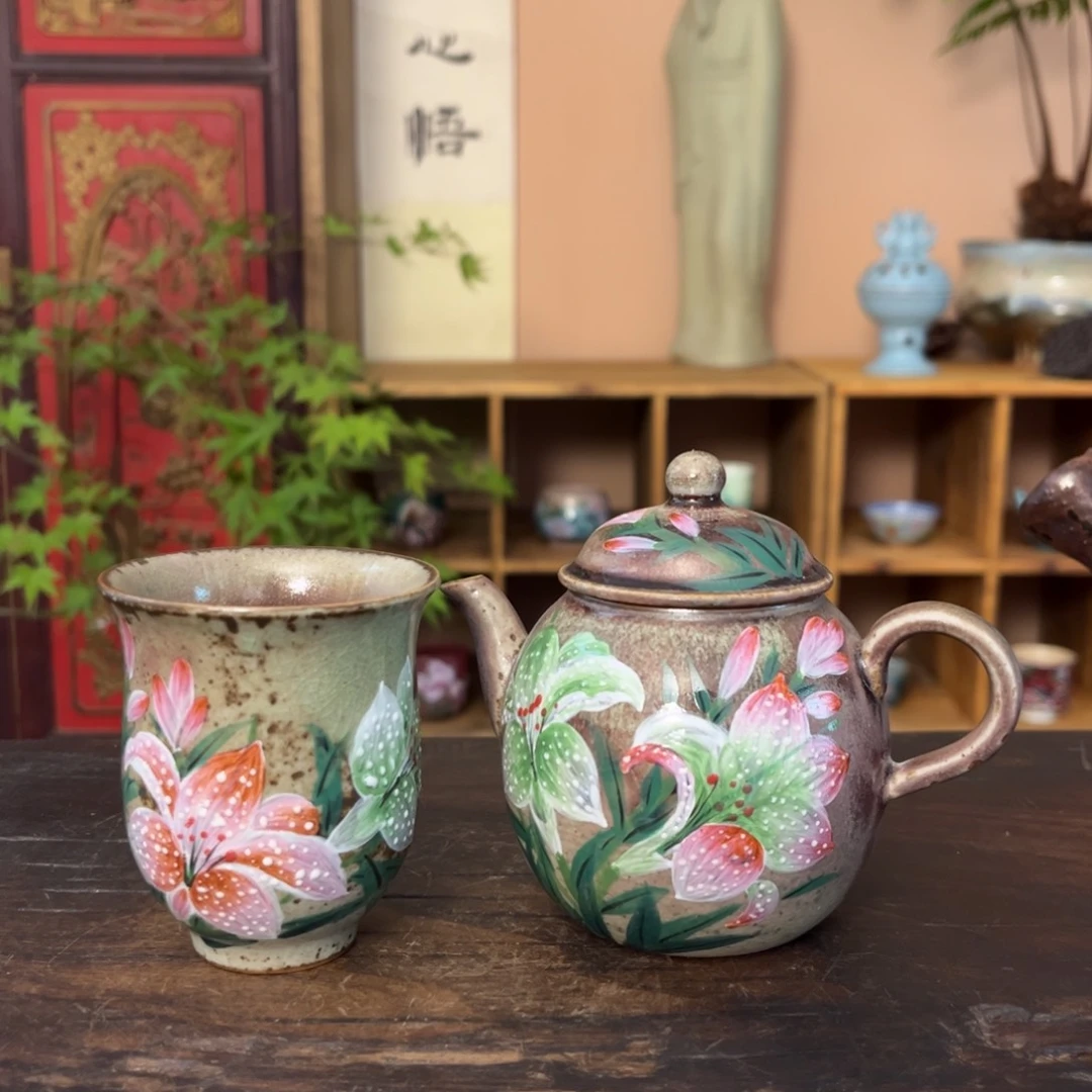 杯柴烧纯手工手绘陶瓷