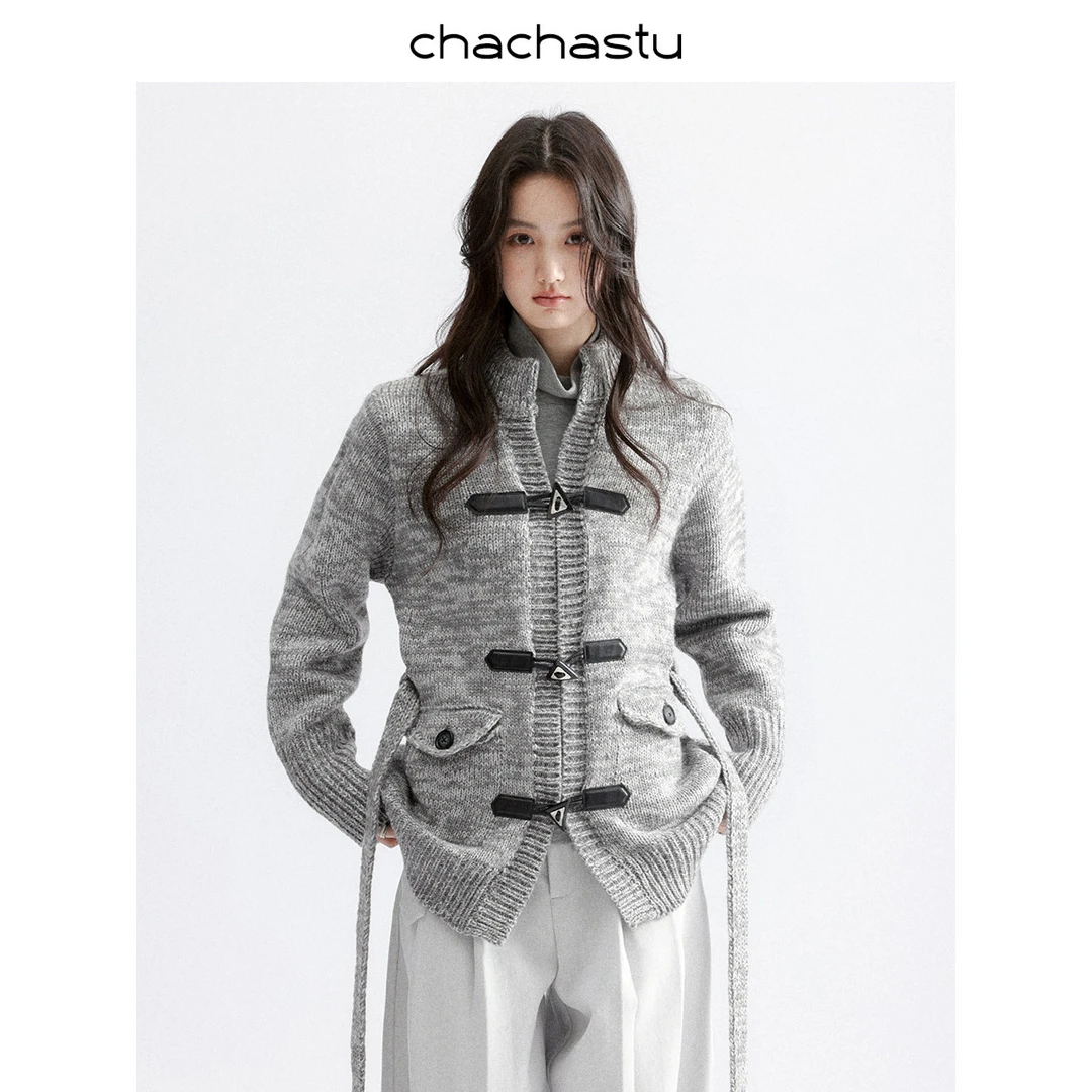 CHACHASTU【圣诞派对】老钱的故事 纱线交织精致绑带外套C2512M46C