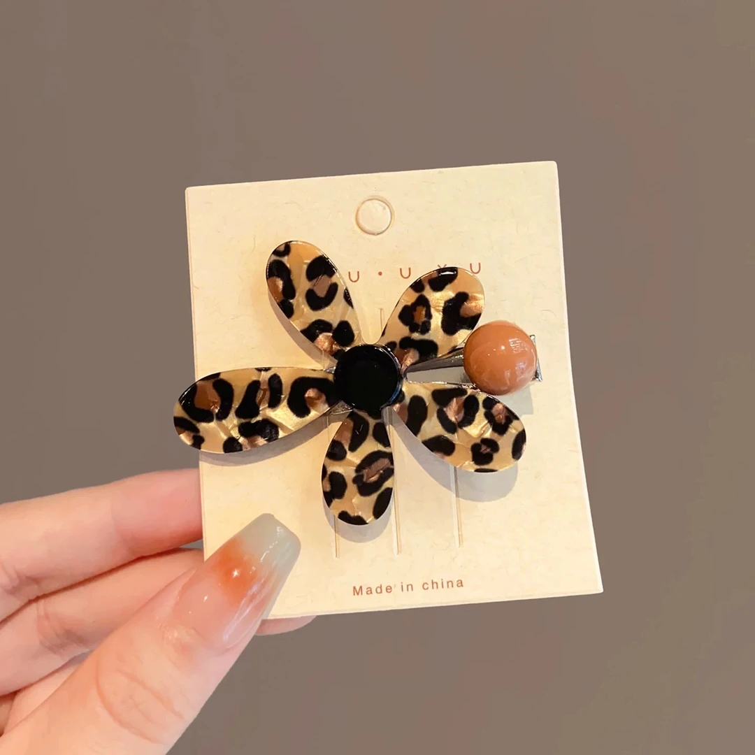 2025新款豹纹花朵发夹女侧边夹盘发鲨鱼鸭嘴夹头饰发卡发饰发夹