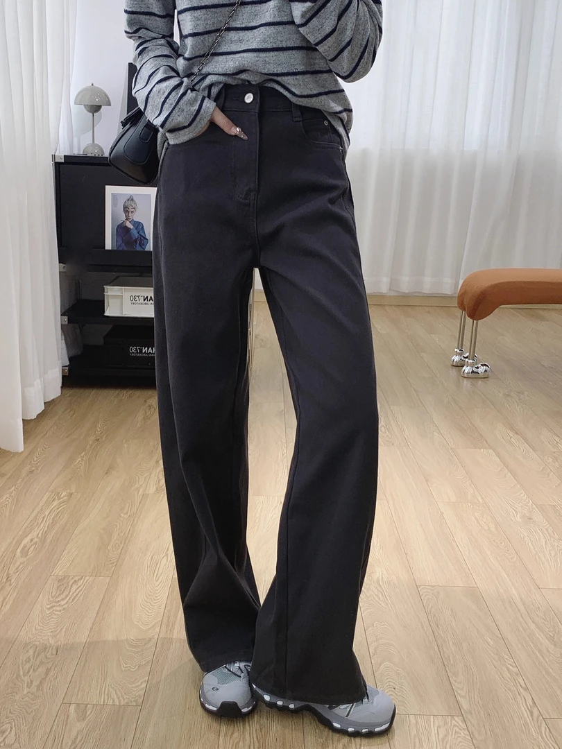 立体裁剪高腰显瘦弯刀牛仔裤女秋季2025新款裤子宽松直筒阔腿裤