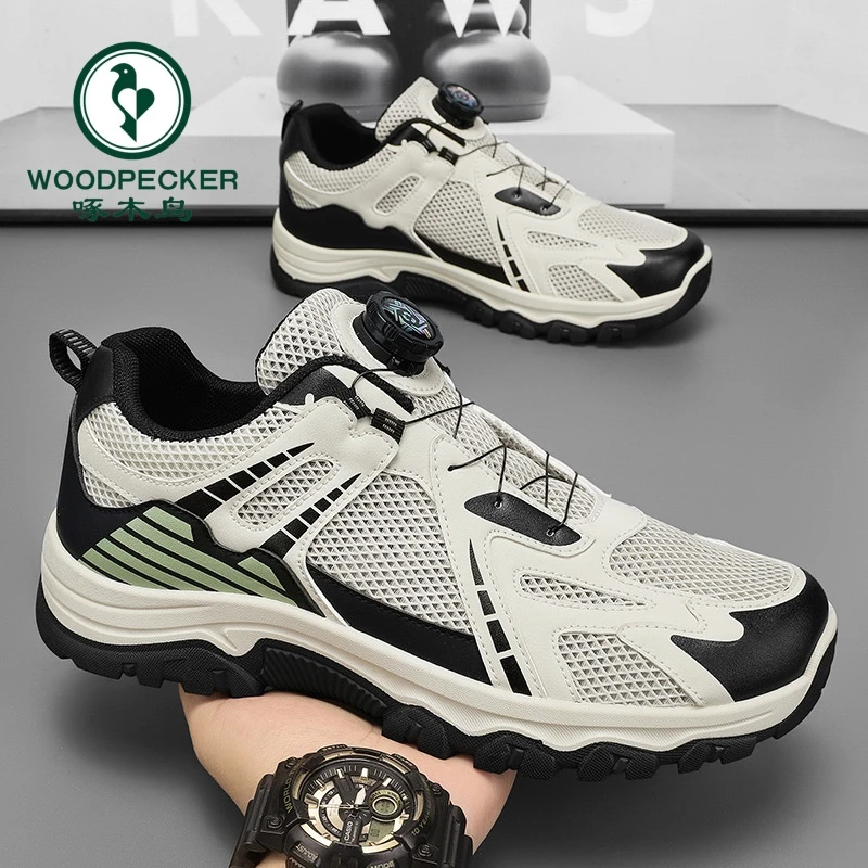 【正品】啄木鸟登山鞋夏季男鞋网面鞋新款网鞋子男防滑鞋老爹鞋男