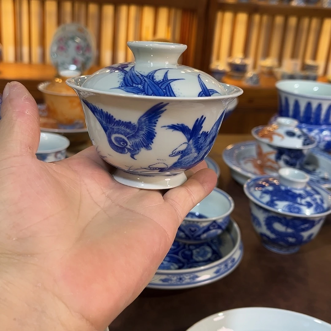 錡镇堂手工手绘盖碗
