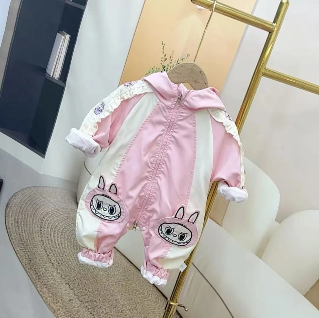 【甜蜜家】女宝宝爆款拉布布连帽冲锋衣春秋双层 外出爬爬服可爱