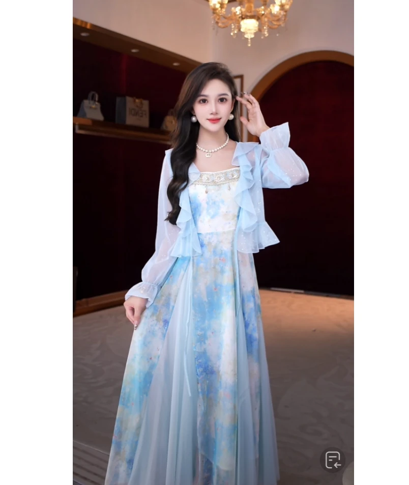 FNN【浪漫遐想】2025夏季新款法式优雅气质名媛轻奢套装FS2025130