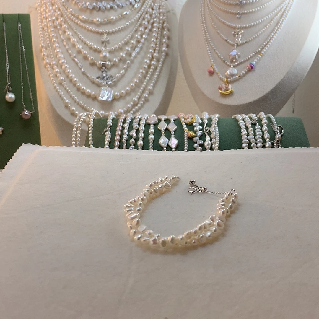 银S925镶嵌淡水珍珠手绳