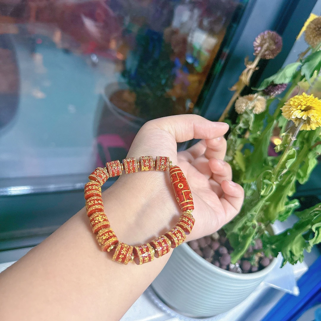 天然辰砂【莹莹专属】天然珠宝朱砂九眼手串M3102