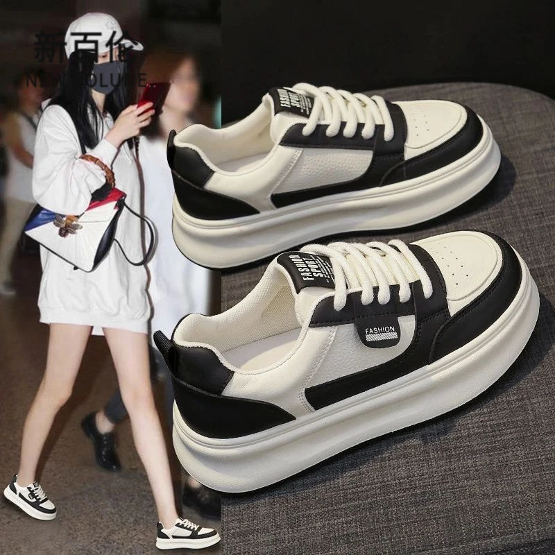 新百伦NEW BOLUNE鞋子女2025新款爆款熊猫板鞋加绒小白鞋34码厚底